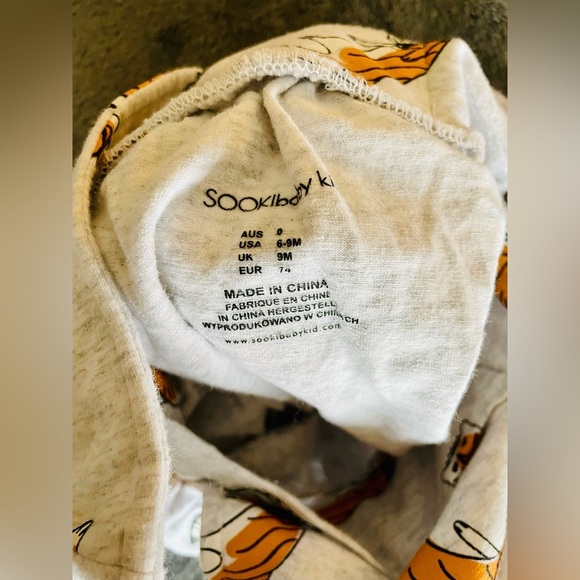 Gray dress with orange kittens, needs a shirt under, size 6-9M - Picture 2 of 3